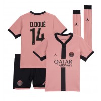 Camisa de Futebol Paris Saint-Germain Desire Doue #14 Equipamento Alternativo Infantil 2024-25 Manga Curta (+ Calças curtas)